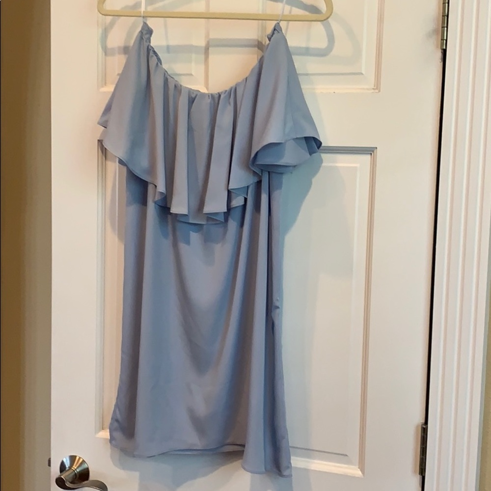 Topshop light blue dress off the shoulder